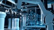 © aubriella - A robotic arm in a large scale water purification facility, assembling filtration systems with AI precision for clean water production, Water-tech style
