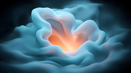 Poster - Abstract Blue and Orange Waves with Soft Glow