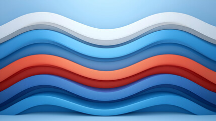 Poster - Abstract Blue Red White Wavy Background