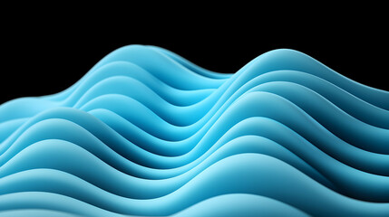 Poster - Abstract Blue Waves Background 3D Rendering