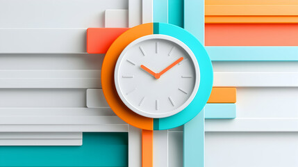 Poster - Abstract Clock Design With Geometric Shapes And Bright Colors