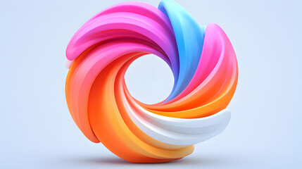 Poster - Abstract Colorful Swirl 3D Design with Pastel Shapes