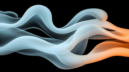 Poster - Abstract Flowing Blue and Orange Waves on Black Background