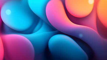 Poster - Abstract Fluid Shapes Background with Vibrant Blue Pink and Orange Gradient