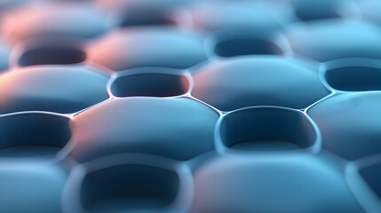 Poster - Abstract Hexagonal Cellular Structure with Blue and Orange Gradient Lighting
