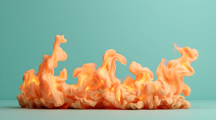 Poster - Abstract Orange Flame Design on Cyan Background