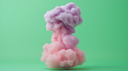 Poster - Abstract Pink And Purple Ink Clouds On Green Background