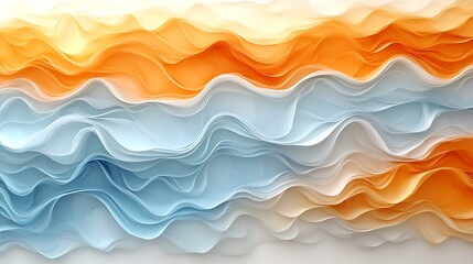 Poster - Abstract Flowing Wave Background with Orange and Blue Color Gradient