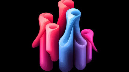 Poster - Abstract Pink Blue Swirling Shapes Digital Art