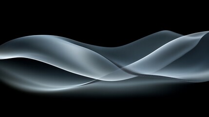 Poster - Abstract Wave Pattern with Smooth Lines and Light on Black Background