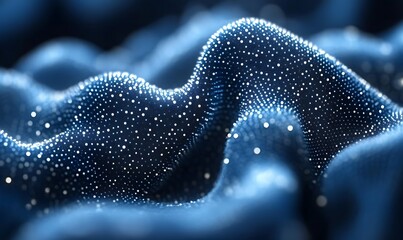 Poster - Abstract Wavy Surface with Dotted Pattern and Soft Blue Lighting