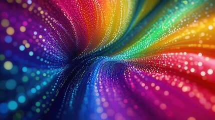 Aufkleber - dynamic colored dots rotating rapidly in different directions, with each dot shifting in hue to create a hypnotic, fluid motion