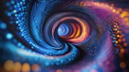 Aufkleber - swirling dots in a variety of colors, slowly rotating in place and transitioning through multiple shades, creating an artistic digital display