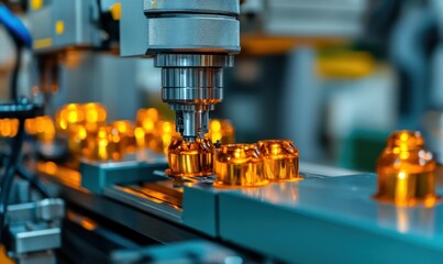 Poster - Industrial Manufacturing Process with Automated Machinery and Metal Parts