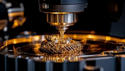 Poster - Precision CNC Machining Process of Intricate Gold Jewelry Design