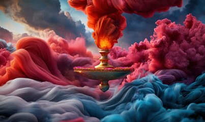 Poster - Colorful Smoke and Vivid Clouds in Surreal Atmospheric Landscape