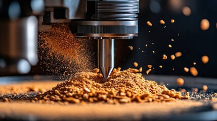 Poster - Close-Up of Precision Machine Cutting Material with Sparks Flying