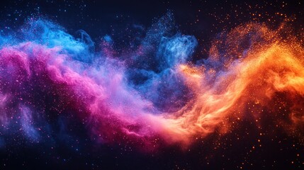 Poster - Vibrant Colorful Smoke Swirls in Blue, Pink, Orange Against Dark Background
