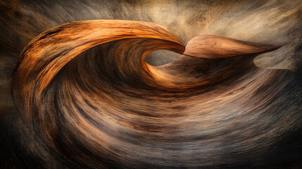 Poster - Enigmatic abstract artwork featuring a mesmerizing swirl in the center of a dimly lit room with shadows and warm tones.