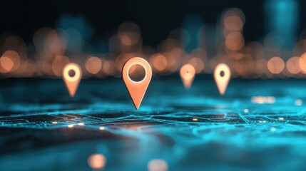 Poster - Satellite Digital map interface with satellite based geolocation technology highlighted.