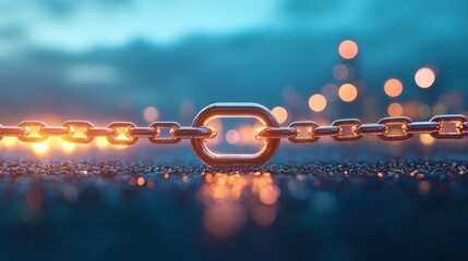 Poster - link cybersecurity concept showing an encrypted link securing digital transactions.