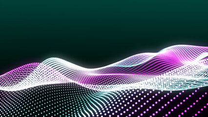 Poster - Abstract backgrounds with digital white dot wave. Looping background made from trapcode form