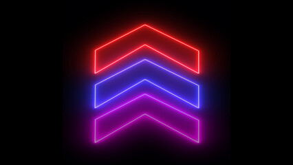 Poster - Glowing multicolor neon up arrow icon, up arrow indicates Money, growth business, economy, finance and success concept