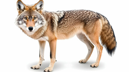  Realistic Photo of a Brown Coyote in Studio with White Background Portrait