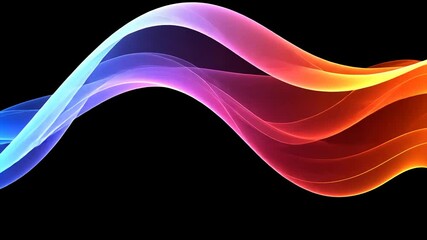 Poster - Colorful light wave flows across dark background; digital art, website header