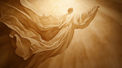 Poster - Radiant image of jesus illuminated by sunlight creating a divine and inspirational atmosphere of faith and spirituality in nature.