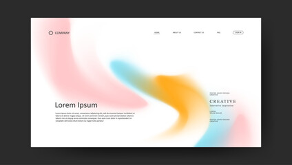 Fototapete - Abstract wave futuristic design of landing page. retro fluid gradient website design	