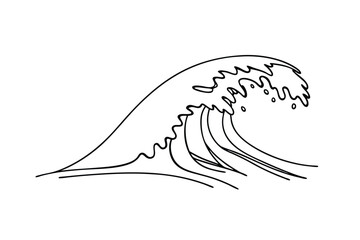 Poster - Ocean Wave Line Art Drawing Simple, Elegant, Coastal Design