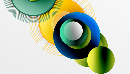 Aufkleber - Abstract composition of overlapping circles with smooth gradients and transparency effects. Clean and modern design emphasizing depth, symmetry, and a minimal aesthetic