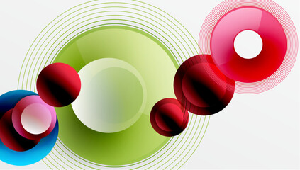 Aufkleber - Abstract composition of overlapping circles with smooth gradients and transparency effects. Clean and modern design emphasizing depth, symmetry, and a minimal aesthetic