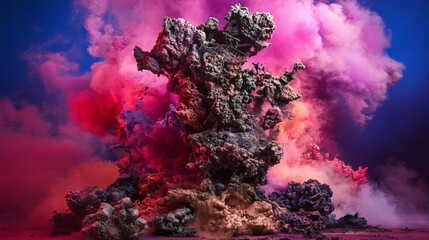 Poster - Beautiful pink and blue cloud formations in the sky creating an aesthetic visual of calmness and serenity with a gentle color gradient.