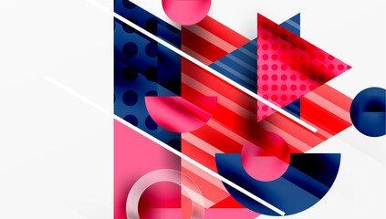 Fototapete - Modern Abstract Design with Overlapping Transparent Triangles and Circles
