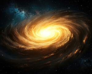 Wall Mural - a stunning spiral galaxy illuminated by a bright core, surrounded by dark space and distant stars, s