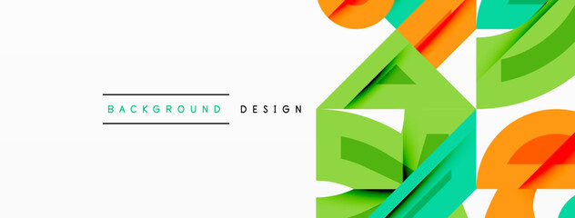 Wall Mural - Abstract geometric background shapes forming a modern, symmetrical pattern. Bold contrast, smooth gradients, dynamic composition, futuristic style