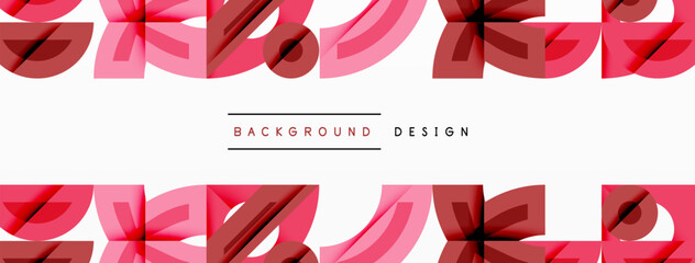Wall Mural - Abstract geometric background with shapes, featuring circular and rounded elements. Bold contrast, smooth gradients, dynamic composition, futuristic style