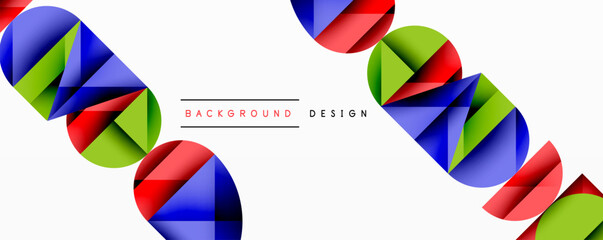Wall Mural - Abstract geometric pattern with intersecting circles and triangles in gradients. The high-contrast composition creates depth and a dynamic, modern aesthetic