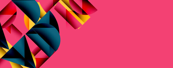 Wall Mural - Minimal geometric abstract background. Circle square and triangle design