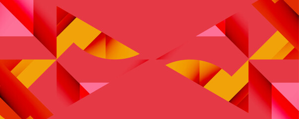 Poster - Abstract geometric composition with interlocking circular and angular shapes, featuring smooth gradients and sharp contrasts on a white background