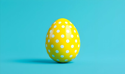 Poster - Festive Digital Artwork of a Fun Yellow Polka-Dot Egg on Blue Background