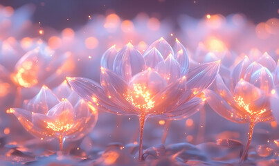 Poster - Glowing Abstract Floral Composition with Soft Pastel Hues