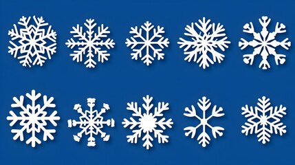 Poster - Various Snowflake Patterns on Transparent Background for Design Use