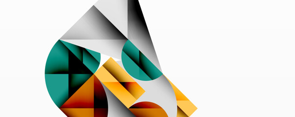 Fototapete - Modern abstract composition with layered circles and angular segments featuring gradients, transparency effects, and a structured geometric layout