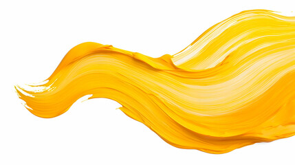 Poster - Energetic Yellow Brushstroke with Textured Detail on White Background