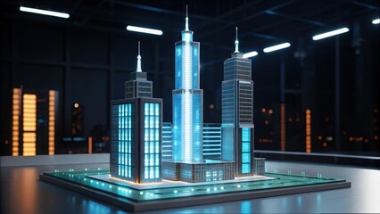Aufkleber - Detailed Architectural Model Featuring AI Simulation in Gigapixel Standard