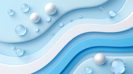 Wall Mural - Mesmerizing macro photography, abstract blue and white background with sparkling water droplets