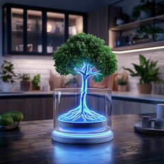 Poster - Elegant tree displayed in a transparent glass vase creating a unique centerpiece for any setting